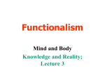 Knowledge and Reality Lecture 3 Functionalism