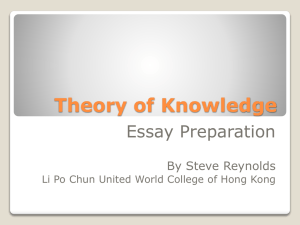 TOK essay preparation (Steve Reynolds 2011) - DPC