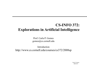 CS-INFO 372: Explorations in Artificial Intelligence