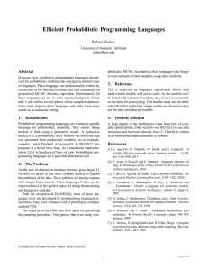 Efficient Probabilistic Programming Languages Robert Zinkov Abstract