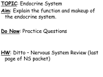 TOPIC: Regulation AIM: What are the parts of the Endocrine System