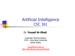 Artificial Intelligence CSC 361