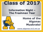 The Freshman Year - Algonac Community Schools