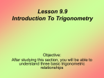 Lesson 9.9 Introduction To Trigonometry