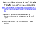 Advanced Precalculus Notes 7.1 Right Triangle Trigonometry