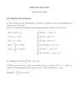 Math 152 Class Notes September 24, 2015 8.2 Trigonometric Integrals