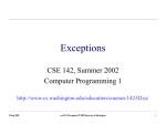 cse142-19-Exceptions - University of Washington