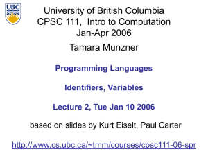 Programming Languages - UBC Department of Computer Science