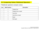 5.2 Comparing Values: Relational Operators