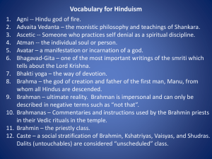Vocabulary for Hinduism - Trinity Evangelical Free Church