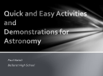 Quick and Easy Activities and Demonstrations for Astronomy