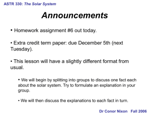 ASTR 330: The Solar System