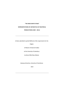   A thesis submitted in partial fulfilment of the requirements for the  Degree  of Master of Antarctic Studies 