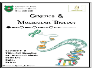 Lecture 9: Cell signaling