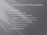 Somatoform and Dissociative Disorders