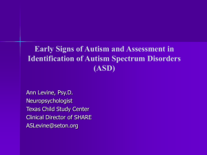 Early Signs of Autism and Assessment in Identification of