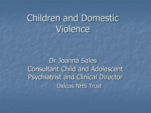 Children and Domestic Violence Dr Joanna Sales