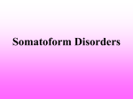 Somatoform Disorders - Grand Haven Area Public Schools