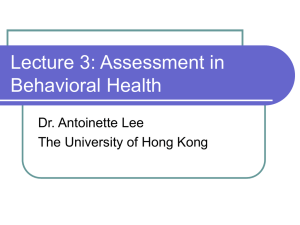 Assessing Health and Illness - Centre on Behavioral Health