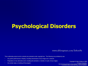 Chapter 16: Psychological Disorders