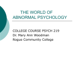 THE WORLD OF ABNORMAL PSYCHOLOGY