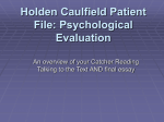Holden Caulfield Patient File: Psychological Evaluation