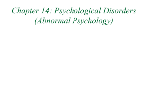 Chapter 14- Abnormal Behavior