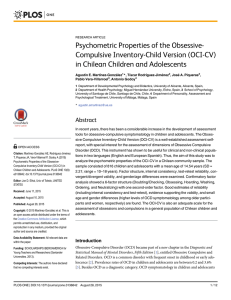 Psychometric Properties of the Obsessive- Compulsive Inventory-Child Version (OCI-CV)