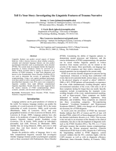 Tell Us Your Story: Investigating the Linguistic Features of Trauma... Jeremy A. Luno ()