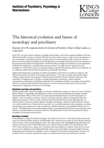 The historical evolution and future of neurology and psychiatry Neuroscience