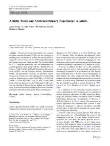 Autistic Traits and Abnormal Sensory Experiences in Adults Jamie Horder