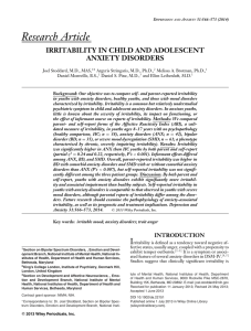 Research Article IRRITABILITY IN CHILD AND ADOLESCENT ANXIETY DISORDERS
