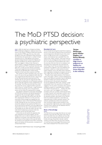The MoD PTSD decision: a psychiatric perspective 21 MENTAL HEALTH