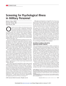 Screening for Psychological Illness in Military Personnel COMMENTARY