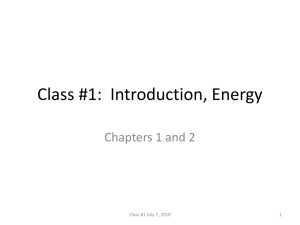 Class #1: Introduction, Energy