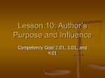Lesson 10: Author`s Purpose and Influence