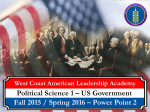 Political Science 1 – US Government West Coast American Leadership Academy