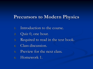 Precursors to Modern Physics