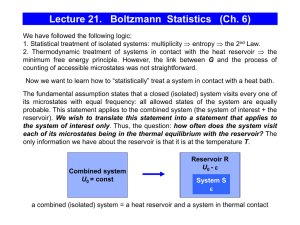 Lecture 21. Boltzmann Statistics (Ch. 6)