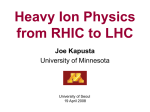 Heavy Ion Physics from RHIC to LHC Joe Kapusta