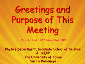 Greetings and Purpose of This Meeting