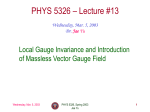 Lagrangians and Local Gauge Invariance