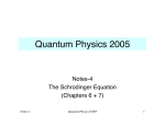 Quantum Physics 2005 Notes-4 The Schrodinger Equation (Chapters 6 + 7)