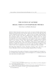 THE NOTION OF 'AETHER': HEGEL VERSUS CONTEMPORARY PHYSICS Stefan Gruner