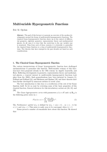 Multivariable Hypergeometric Functions Eric M. Opdam