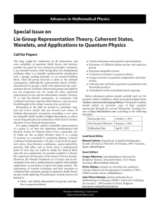 Special Issue on Lie Group Representation Theory, Coherent States,
