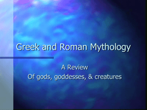 Notes on Mythology and Greek gods and goddesses