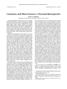 Cytometry and Plant Sciences: a Personal Retrospective David W. Galbraith