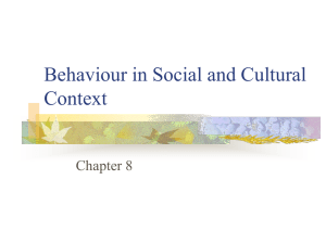 Behavior in Social and Cultural Context