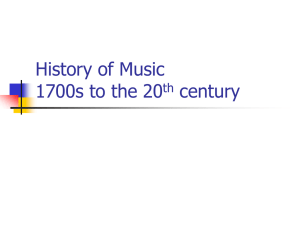 History of Music 1700s to the 20th century